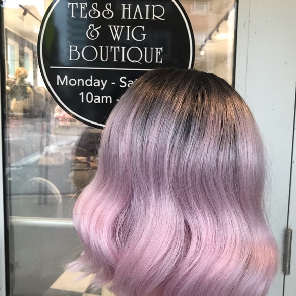 Wig Pink 1B/Pink Lacefront Short Wavy wig ombré - Picture 4 of 8